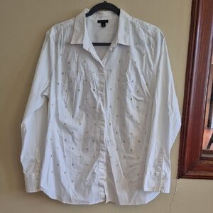 Ann Taylor White Shirt with Gold Details
